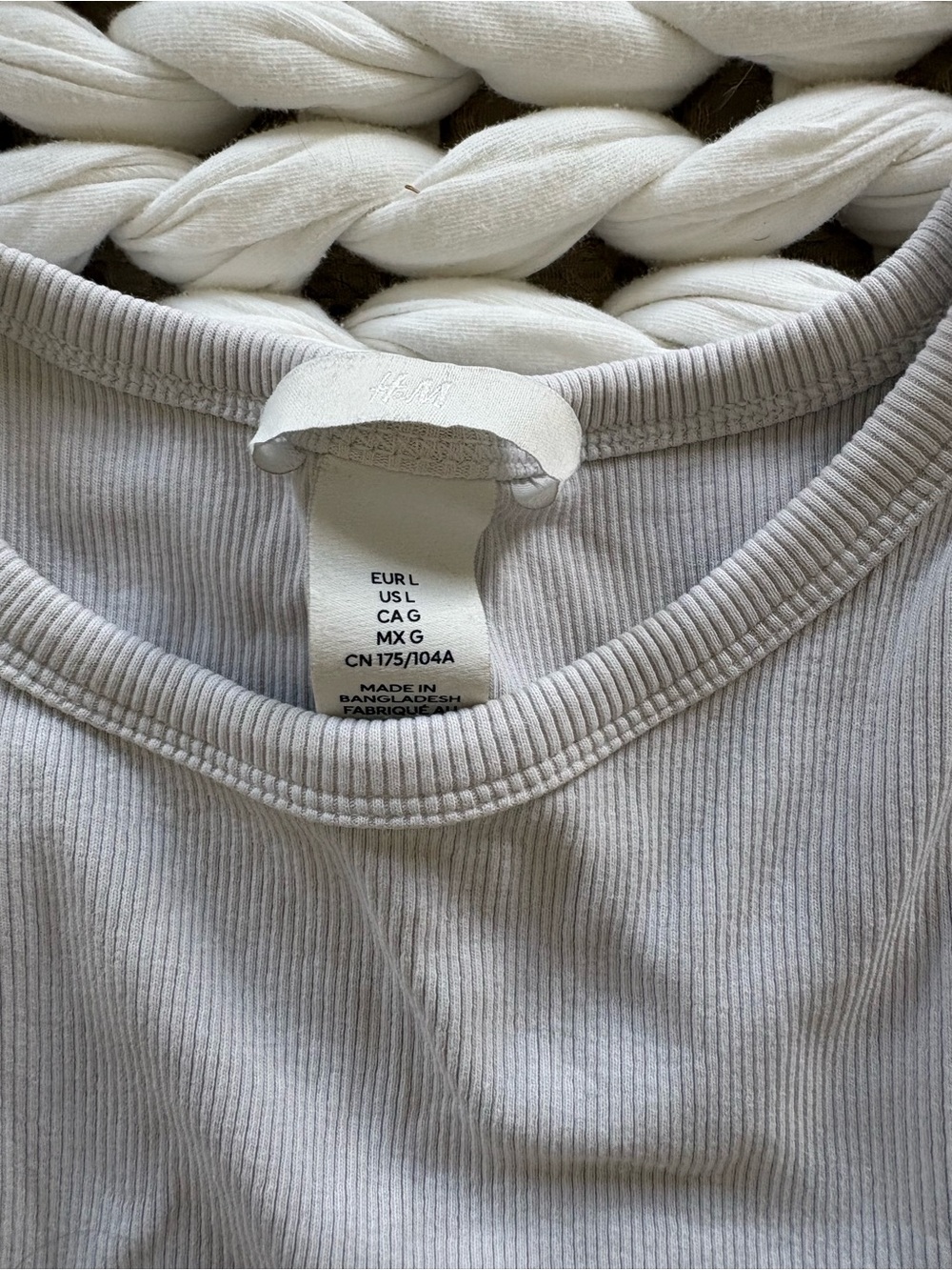 H&M Ribbed Crop Tank Top - Light Gray - Picture 2 of 2